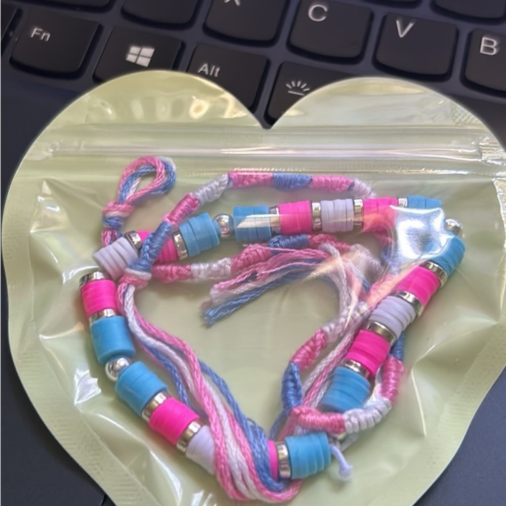 Colorful Beaded Friendship Bracelet trans pride flag